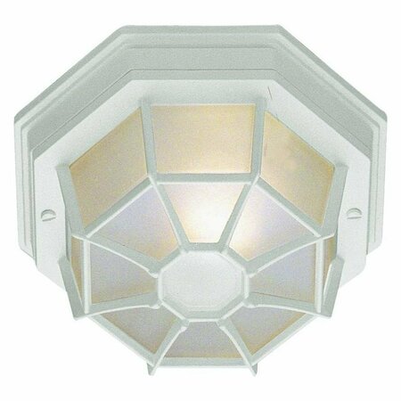 TRANS GLOBE One Light Swedish Iron Frosted Spider Web Octagon Glass Outdoor Flush 40581 SWI